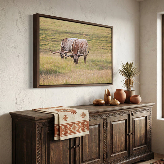 Longhorn Western Artwork - Texas Longhorn Cows Wall Art Teri James Photography