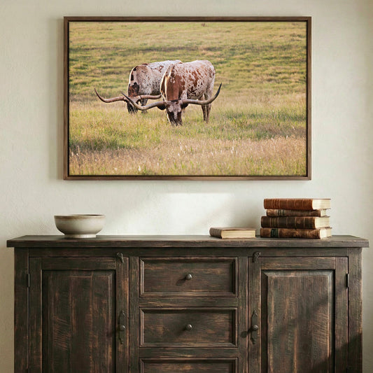 Longhorn Western Artwork - Texas Longhorn Cows Wall Art Teri James Photography