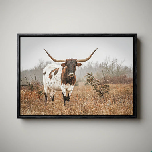 Longhorn Western Wall Art – Large Cow Canvas for Farmhouse