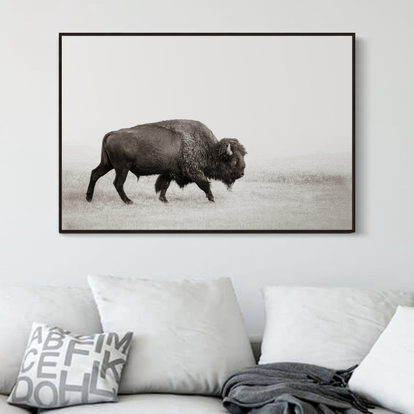 Minimalist Bison Art Canvas Wall Art Teri James Photography