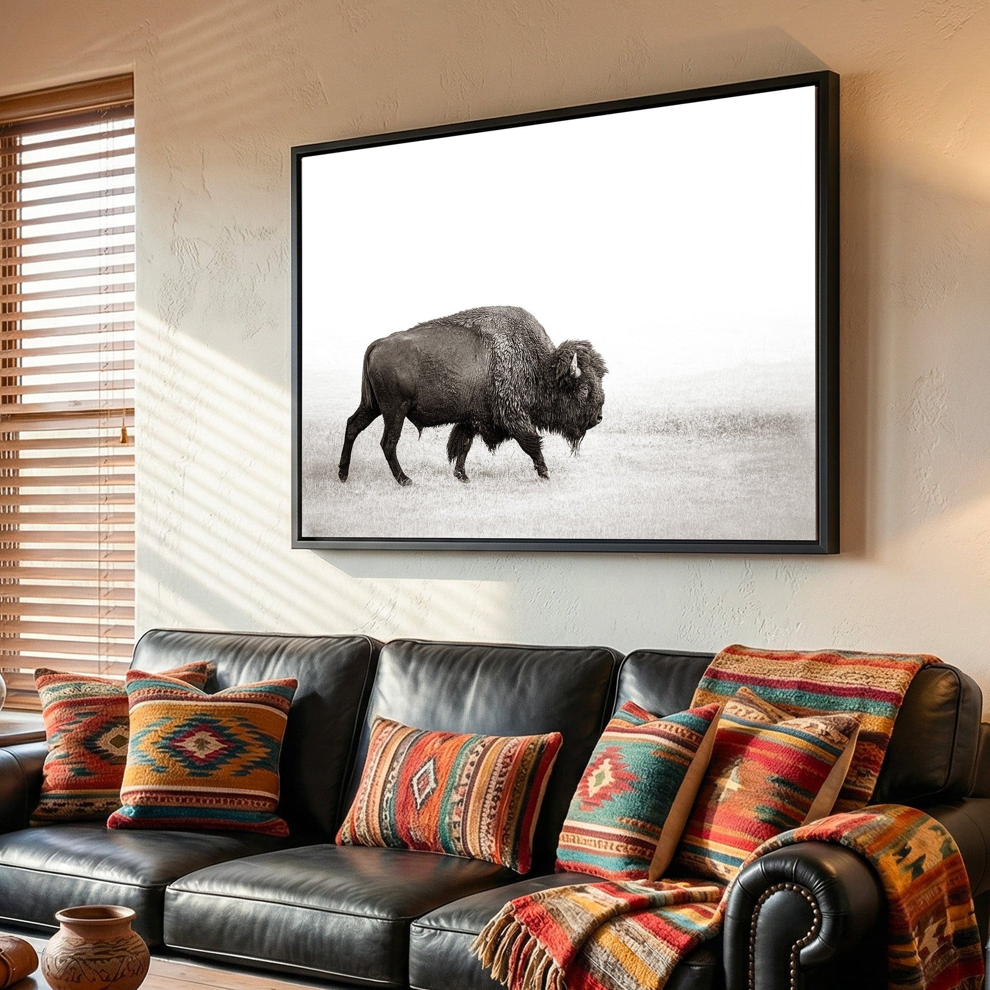 Minimalist Bison Art Canvas Wall Art Teri James Photography