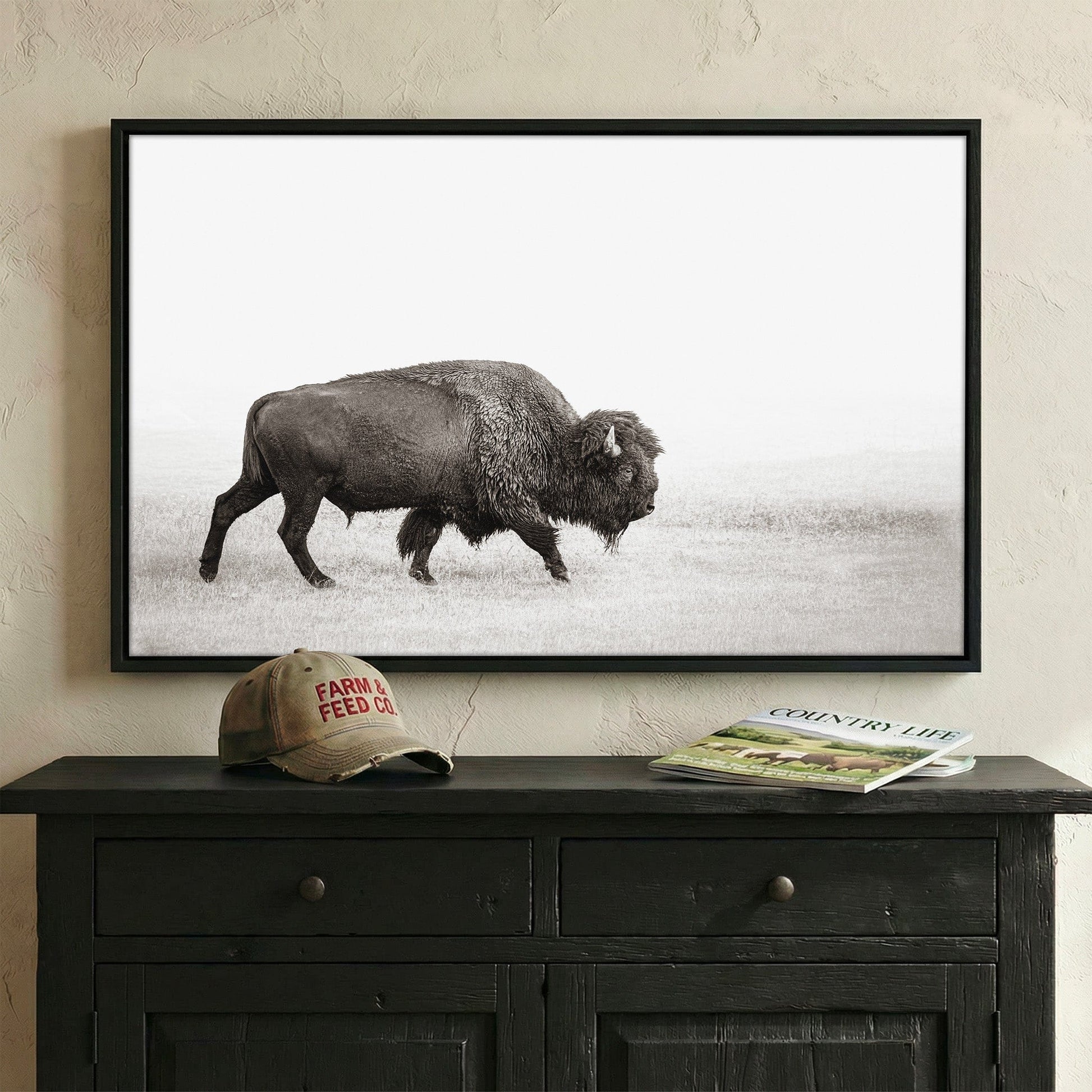 Minimalist Bison Art Canvas Wall Art Teri James Photography
