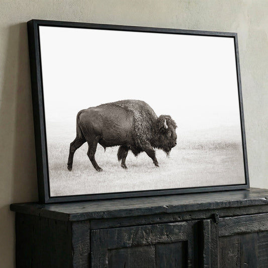 Minimalist Bison Art - Modern Animal Canvas - Rustic Cabin Wall Decor Wall Art Teri James Photography