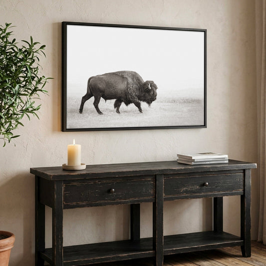 Minimalist Bison Art - Modern Animal Canvas - Rustic Cabin Wall Decor Wall Art Teri James Photography