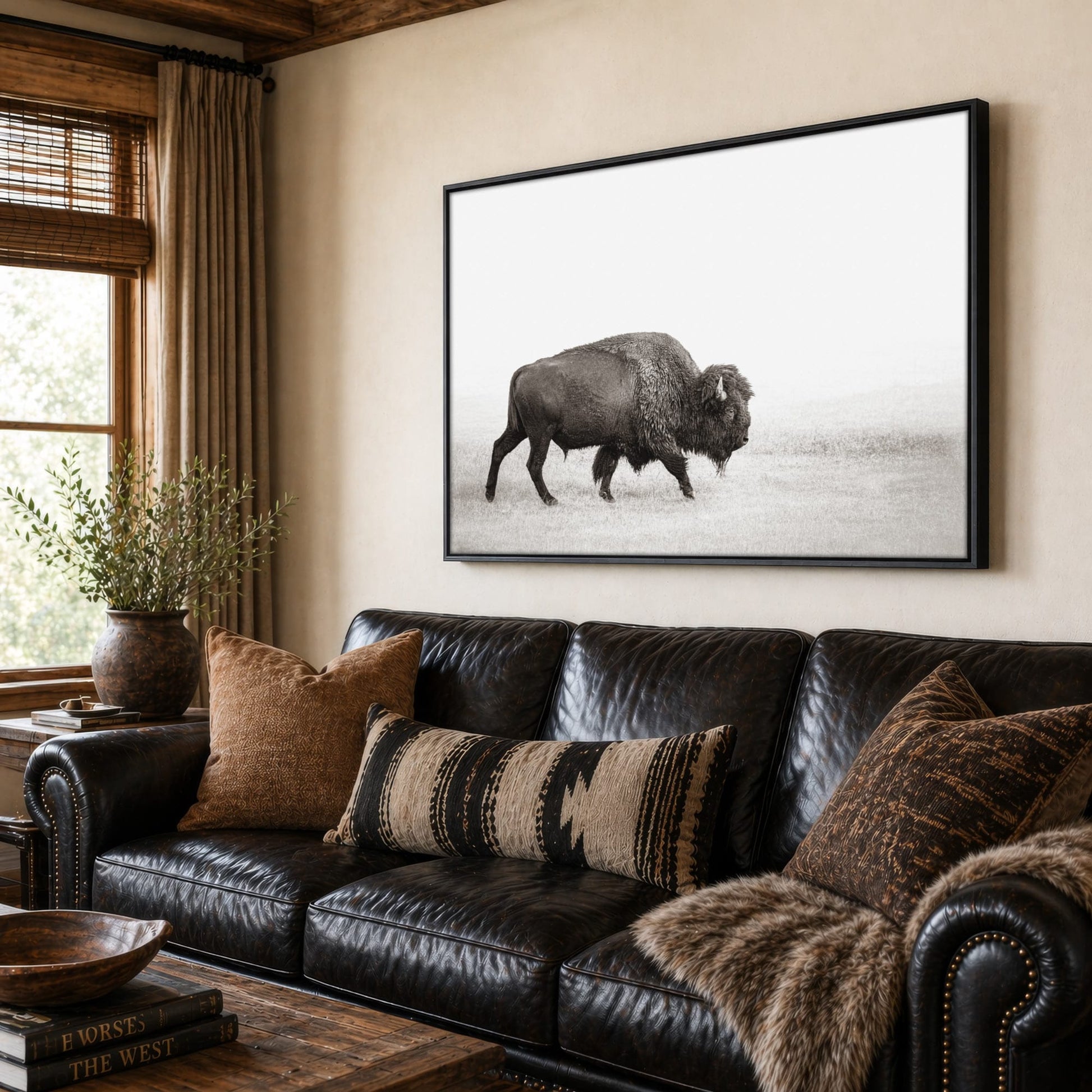 Minimalist Bison Art - Modern Animal Canvas