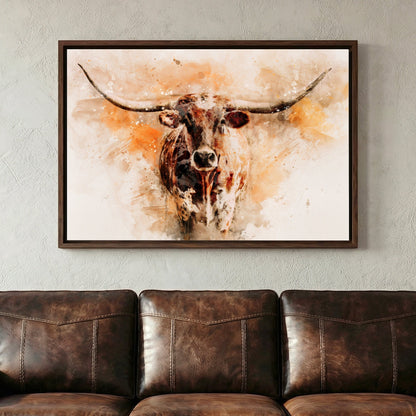 Modern Western Longhorn Art Watercolor Painting Wall Art Teri James Photography