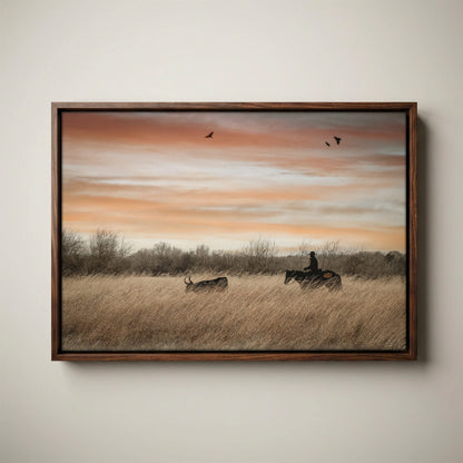 Oklahoma State University Wall Art - Cowboy, Horse and Longhorn