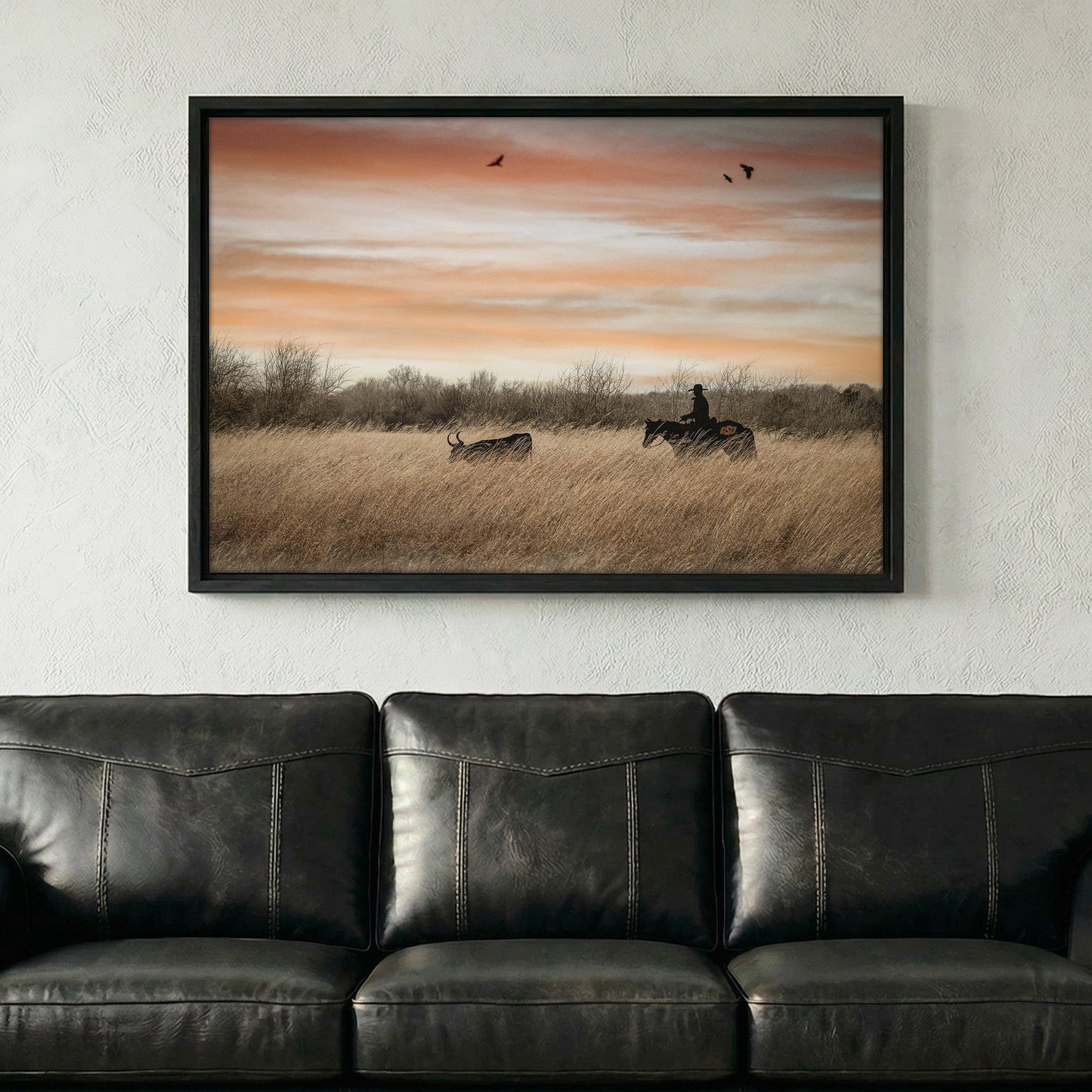 Oklahoma State University Wall Art - Cowboy, Horse and Longhorn Wall Art Teri James Photography