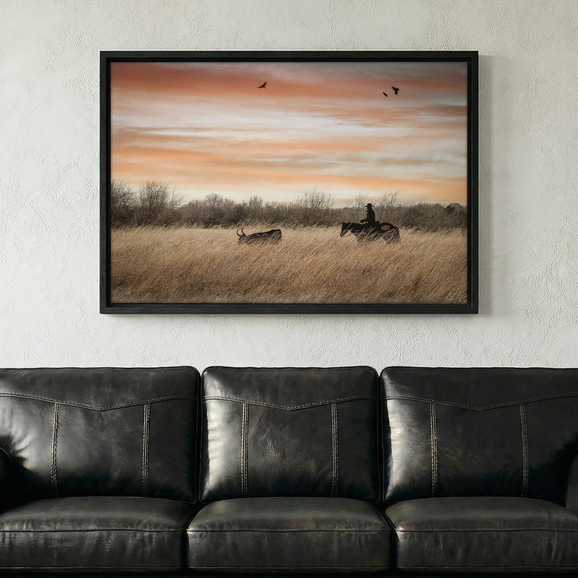 Oklahoma State University Wall Art - Cowboy, Horse and Longhorn Wall Art Teri James Photography