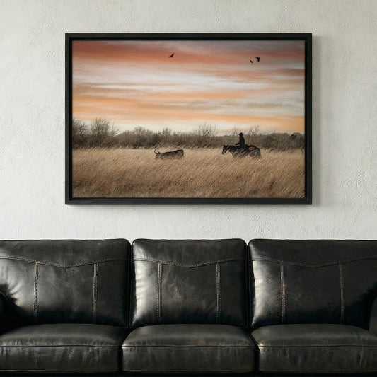 Oklahoma State University Wall Art - Cowboy, Horse and Longhorn Wall Art Teri James Photography