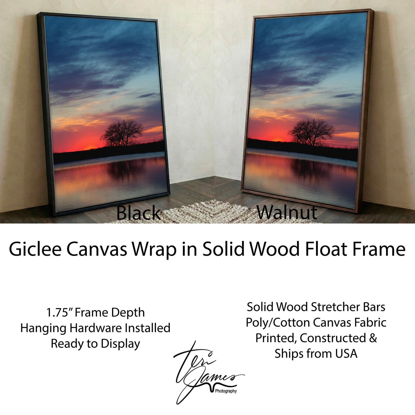 Oklahoma Sunset Print - Vertical Wall Art | Colorful Bedroom Decor & Scenic Landscape Canvas-Black Frame / 12 x 18 Inches Wall Art Teri James Photography