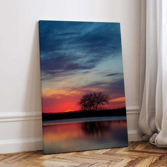 Oklahoma Sunset Vertical Print Canvas-Unframed / 12 x 18 Inches Wall Art Teri James Photography