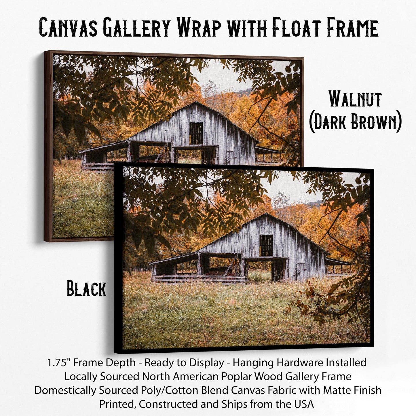 Old Arkansas Barn Wall Art Canvas-Black Frame / 12 x 18 Inches Wall Art Teri James Photography