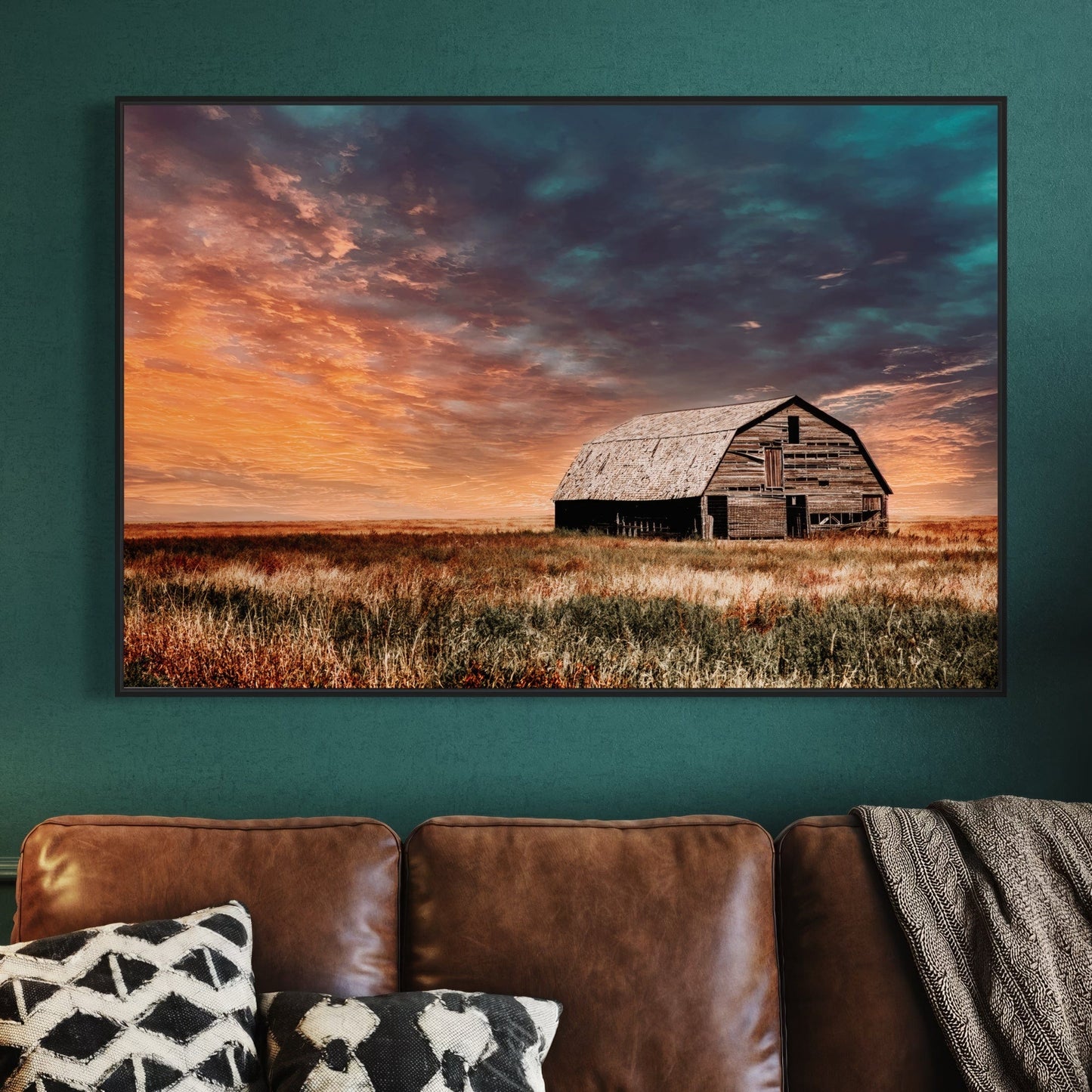 Old Barn and Colorful Sunset Wall Art Wall Art Teri James Photography