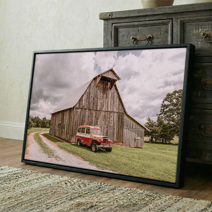 Old Barn and Willy's Jeep Rustic Art Wall Art Teri James Photography