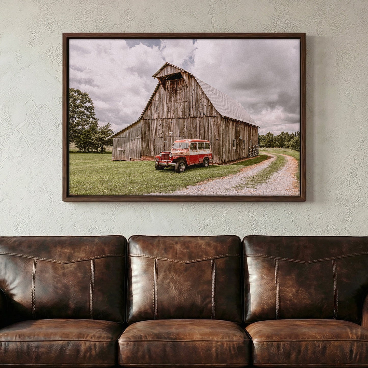 Old Barn and Willy's Jeep Rustic Art Wall Art Teri James Photography