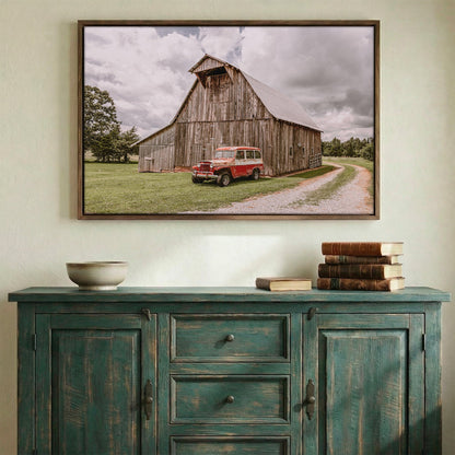 Old Barn and Willy's Jeep Rustic Art Wall Art Teri James Photography