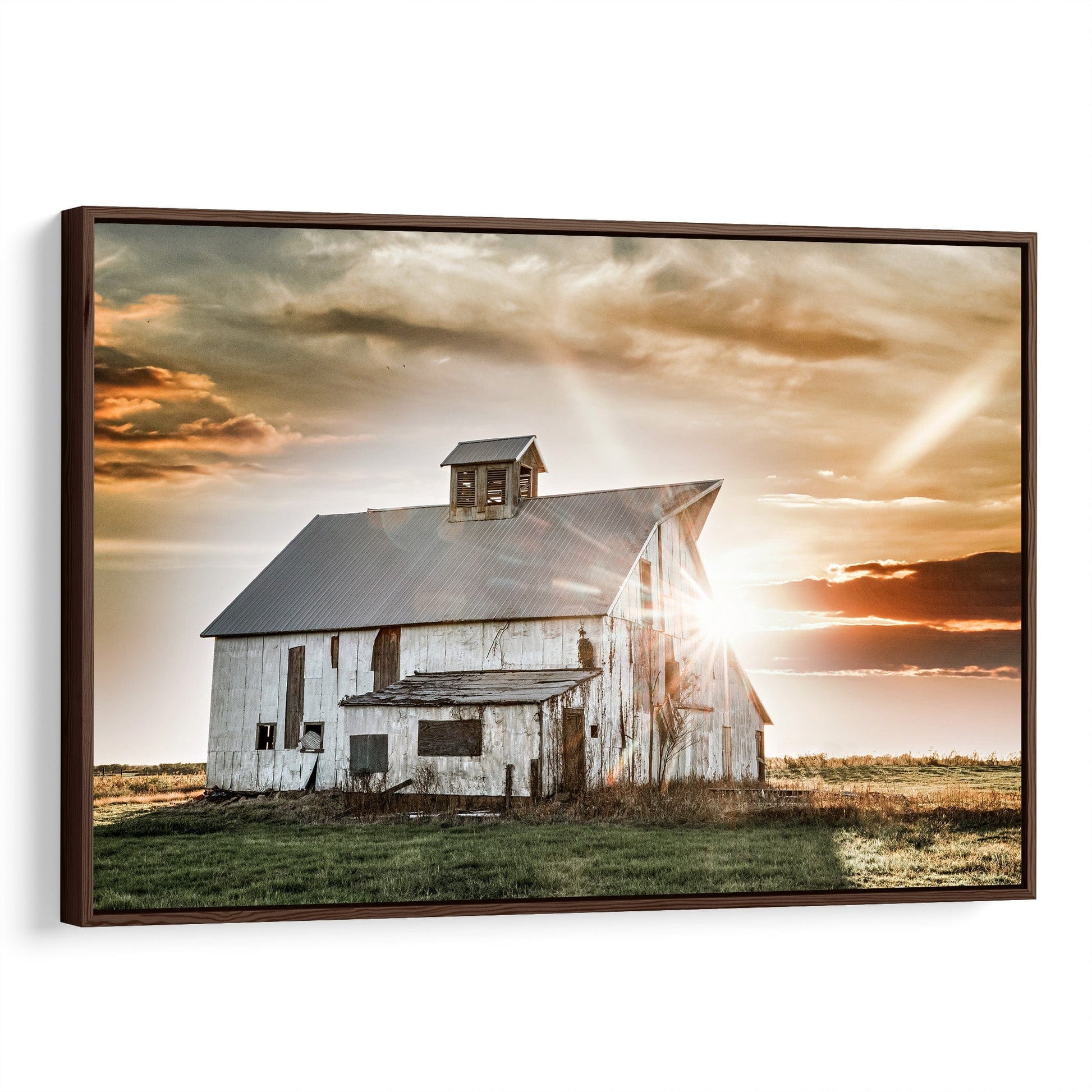 Old Barn at Sunset Canvas Print Canvas-Walnut Frame / 12 x 18 Inches Wall Art Teri James Photography