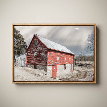Old Barn Canvas Print - Americana Wall Art Canvas-Natural Oak Float Frame / 12 x 18 Inches