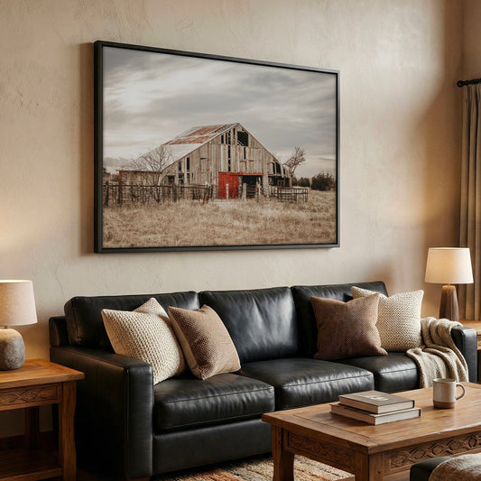 Old Barn Farmhouse Wall Art - Rustic Oklahoma Artwork Wall Art Teri James Photography