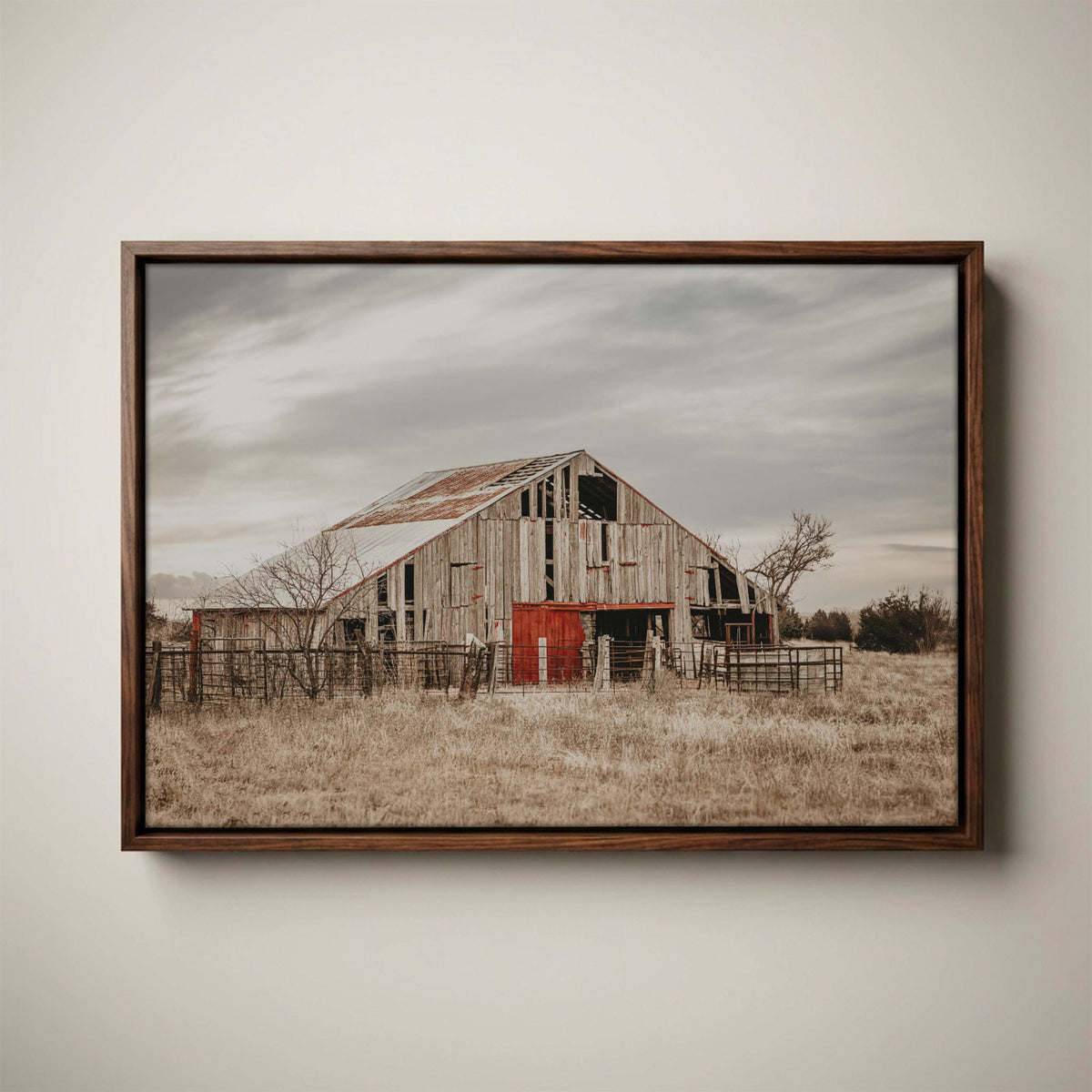 Old Barn Farmhouse Wall Art - Rustic Oklahoma