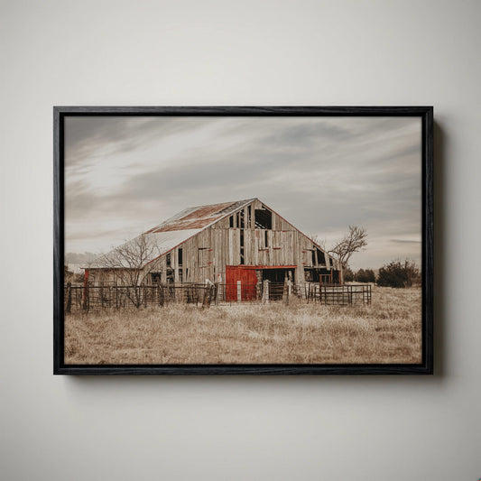 Old Barn Farmhouse Wall Art - Rustic Oklahoma