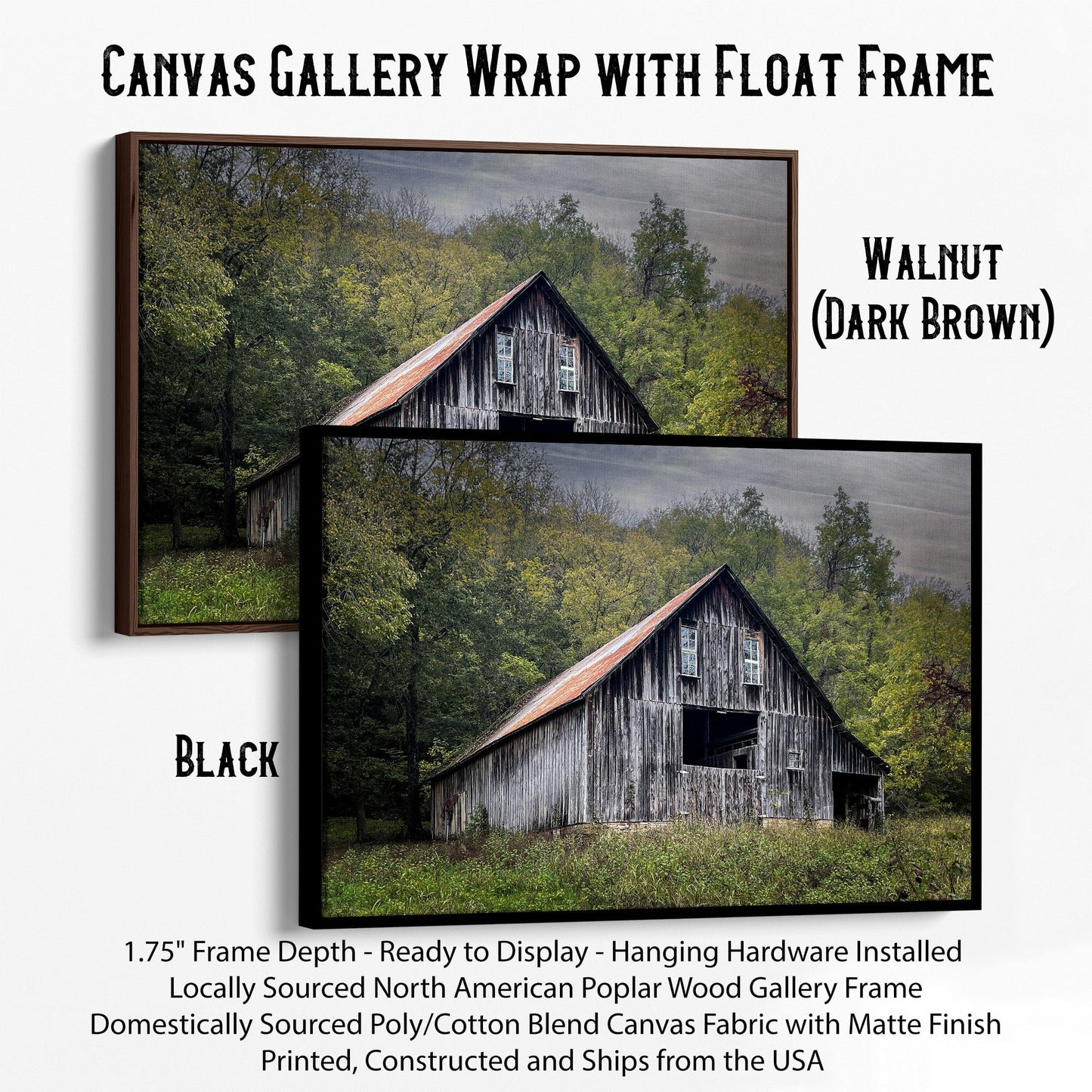 Old Barn Rustic Wall Decor Canvas-Black Frame / 12 x 18 Inches Wall Art Teri James Photography
