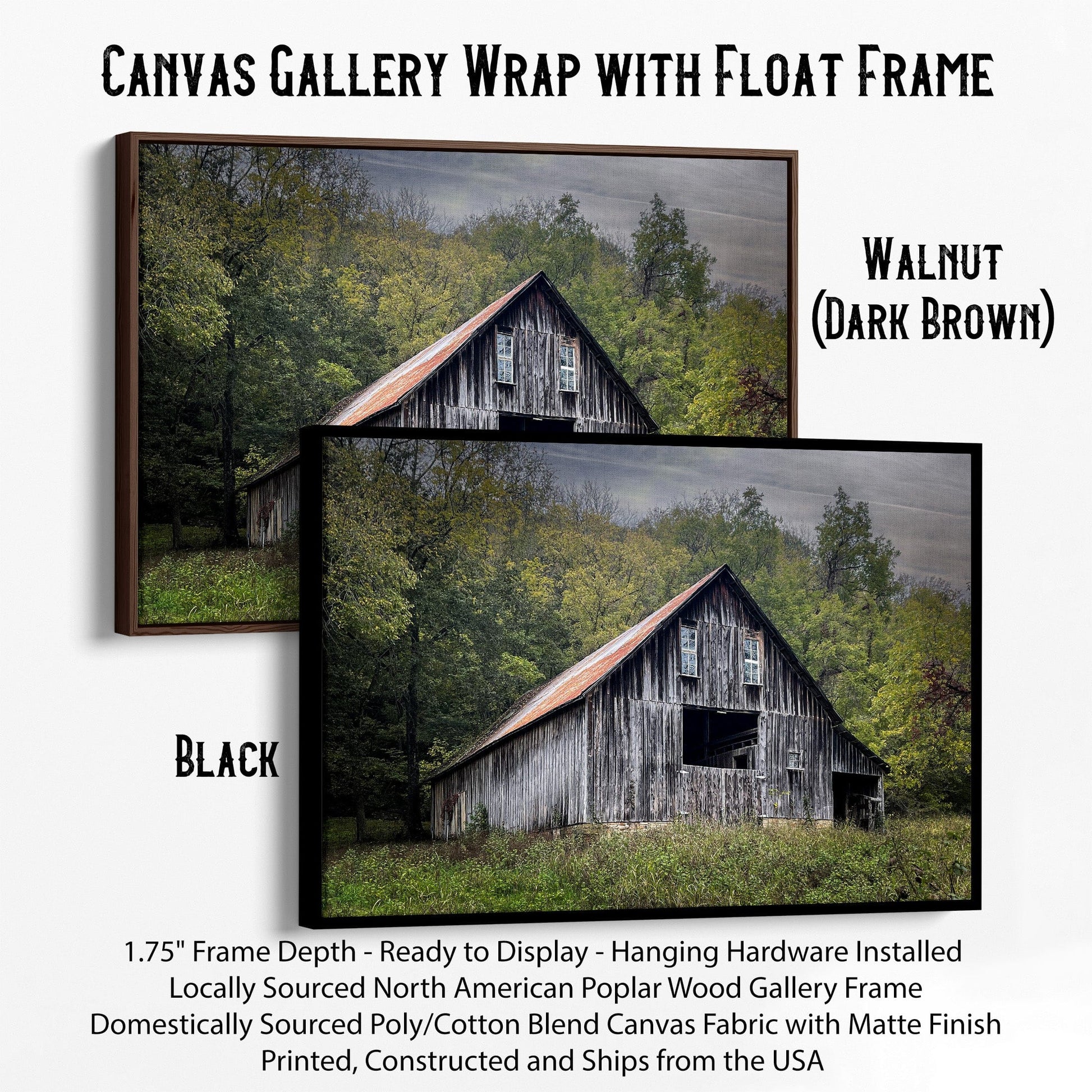 Old Barn Rustic Wall Decor Canvas-Black Frame / 12 x 18 Inches Wall Art Teri James Photography