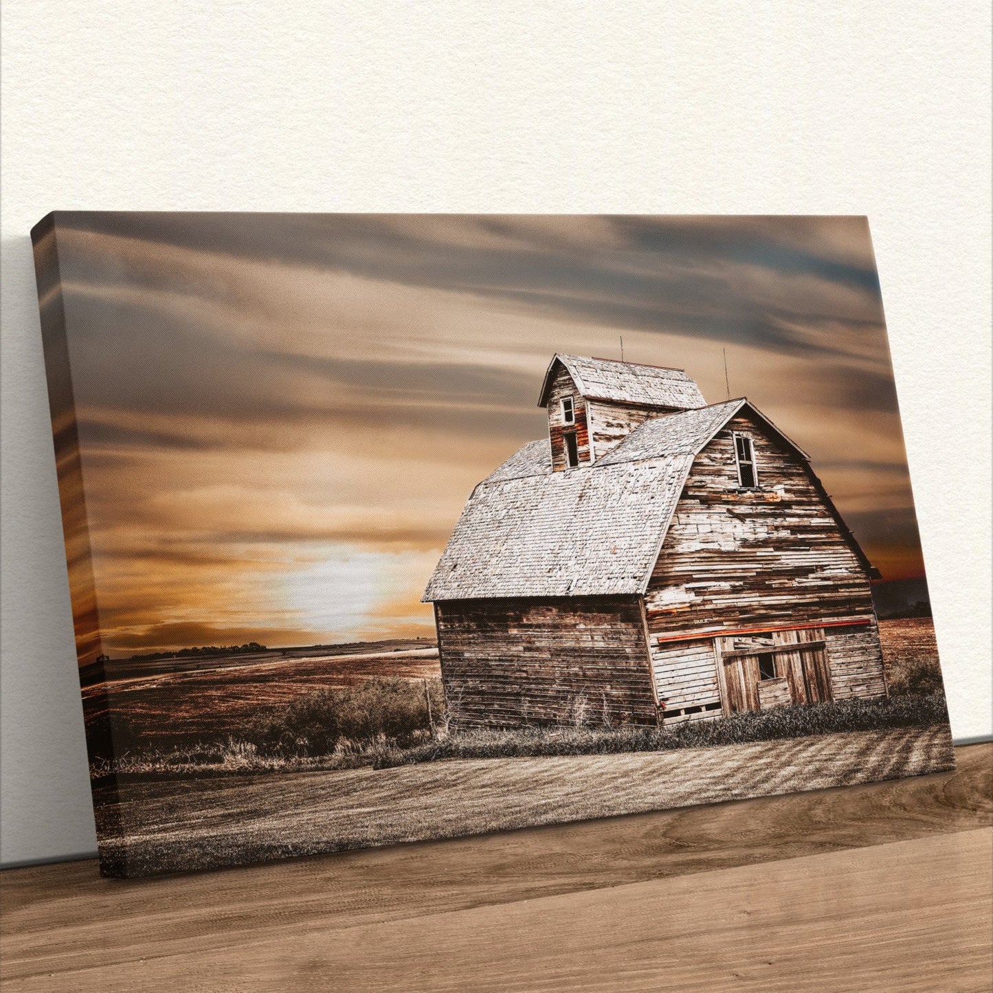 Old Barn Sunset Wall Art - Rustic Farmhouse Decor Canvas-Unframed / 12 x 18 Inches Wall Art Teri James Photography