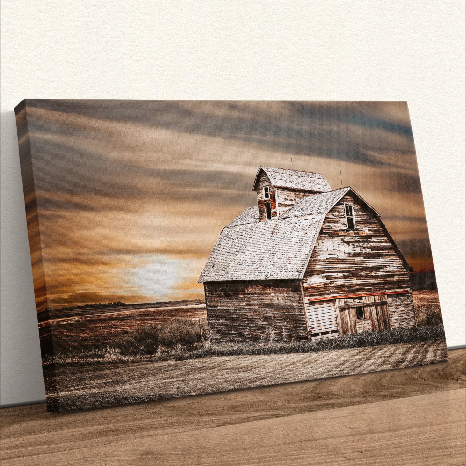 Old Barn Sunset Wall Art - Rustic Farmhouse Decor Canvas-Unframed / 12 x 18 Inches Wall Art Teri James Photography