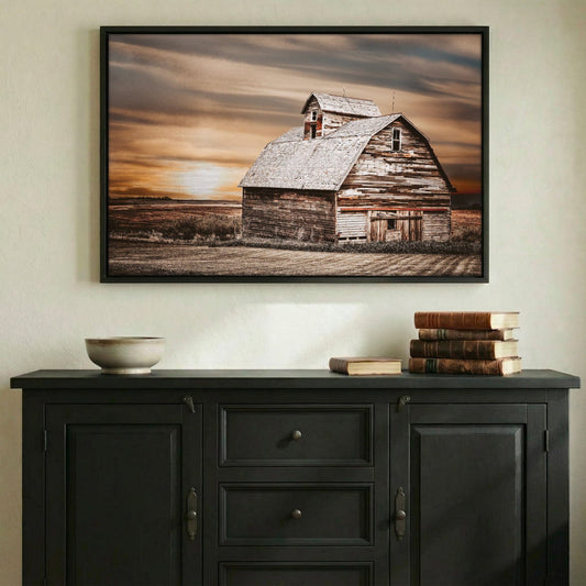 Old Barn Sunset Wall Art - Rustic Farmhouse Decor Wall Art Teri James Photography