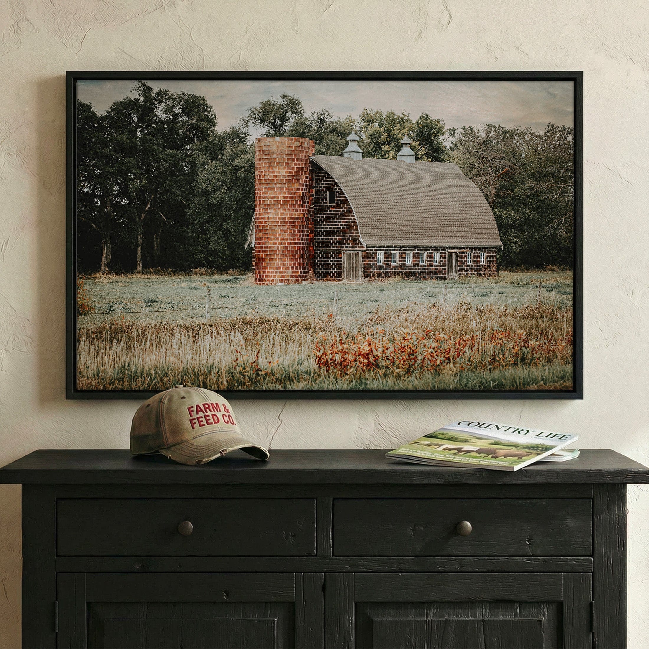 Old Brick Barn Silo Canvas Print – Vintage Charm