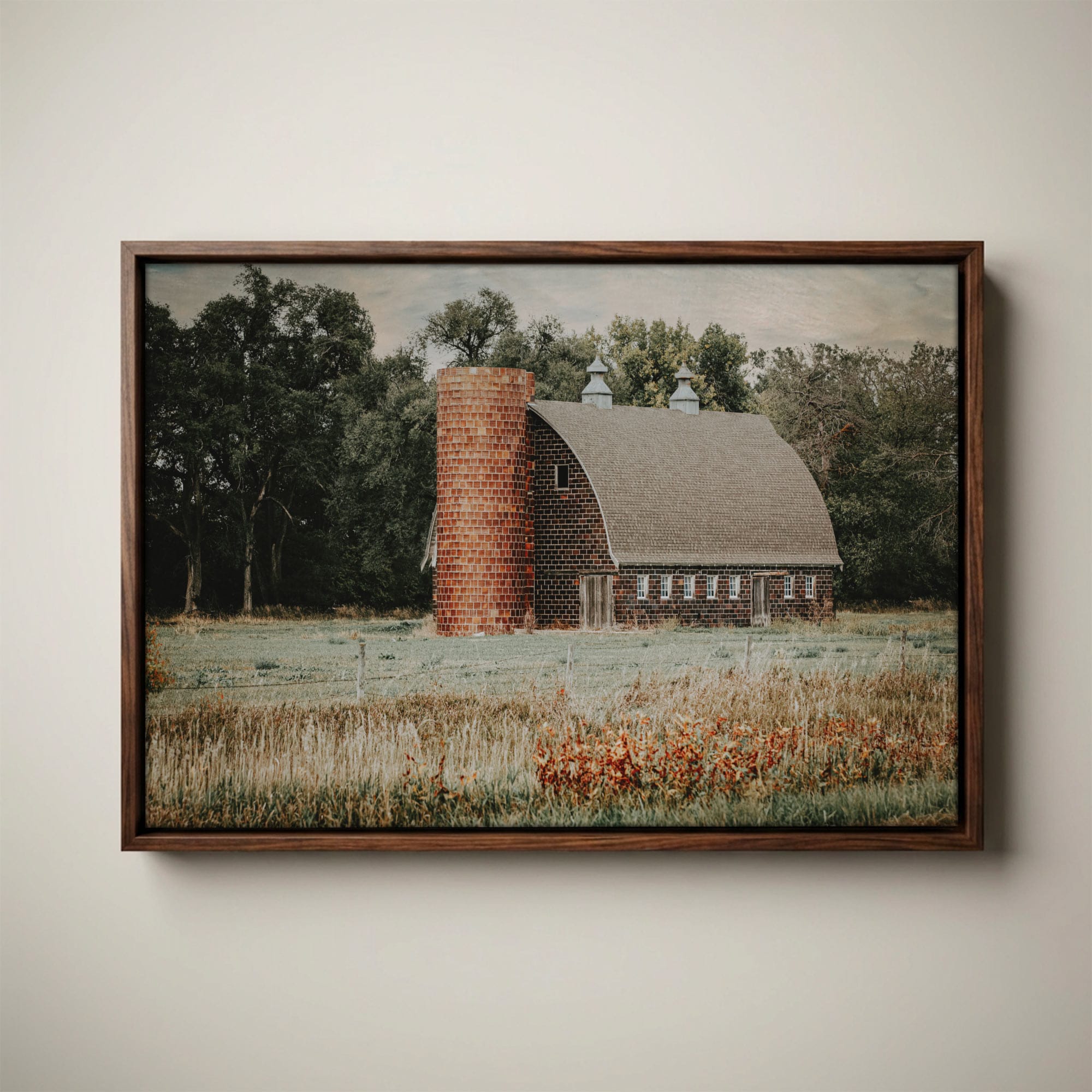 Old Brick Barn Silo Canvas Print – Vintage Charm