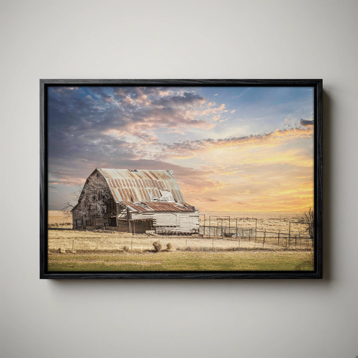 Old Oklahoma Barn Canvas - Rustic Wall Decor For Dining Room