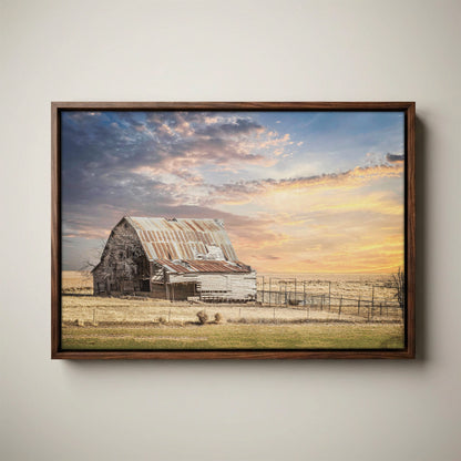 Old Oklahoma Barn Canvas - Rustic Wall Decor For Dining Room