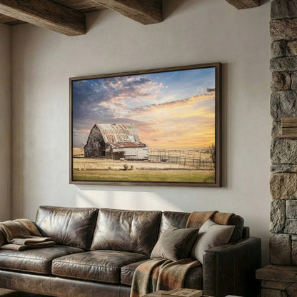 Old Oklahoma Barn Canvas - Rustic Wall Decor For Farmhouse Dining Room Wall Art Teri James Photography