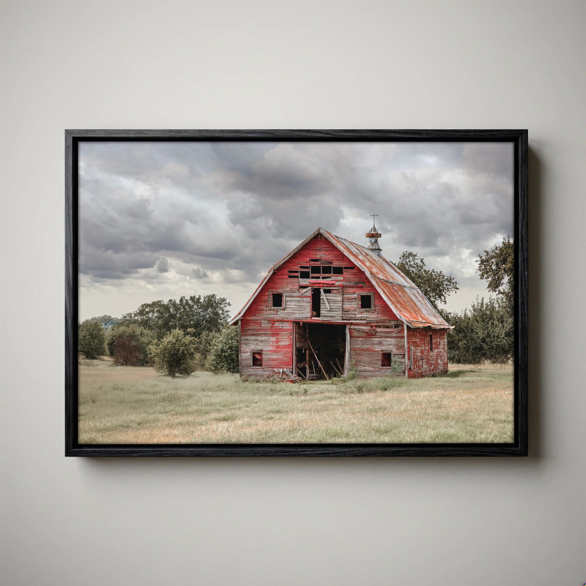 Old Oklahoma Red Barn Canvas - Rustic Farmhouse
