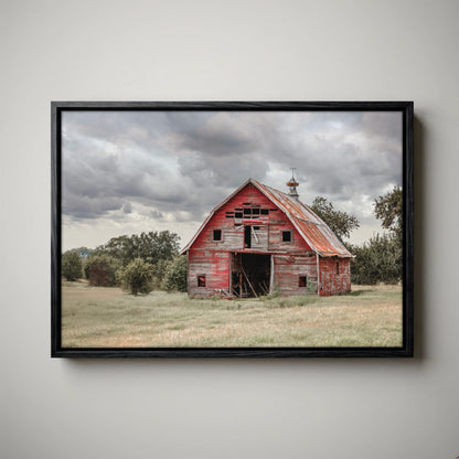Old Oklahoma Red Barn Canvas - Rustic Farmhouse