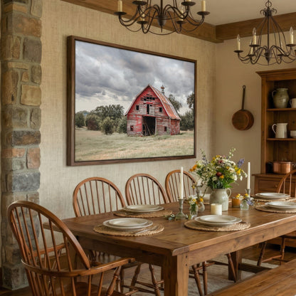 Old Oklahoma Red Barn Canvas - Rustic Farmhouse