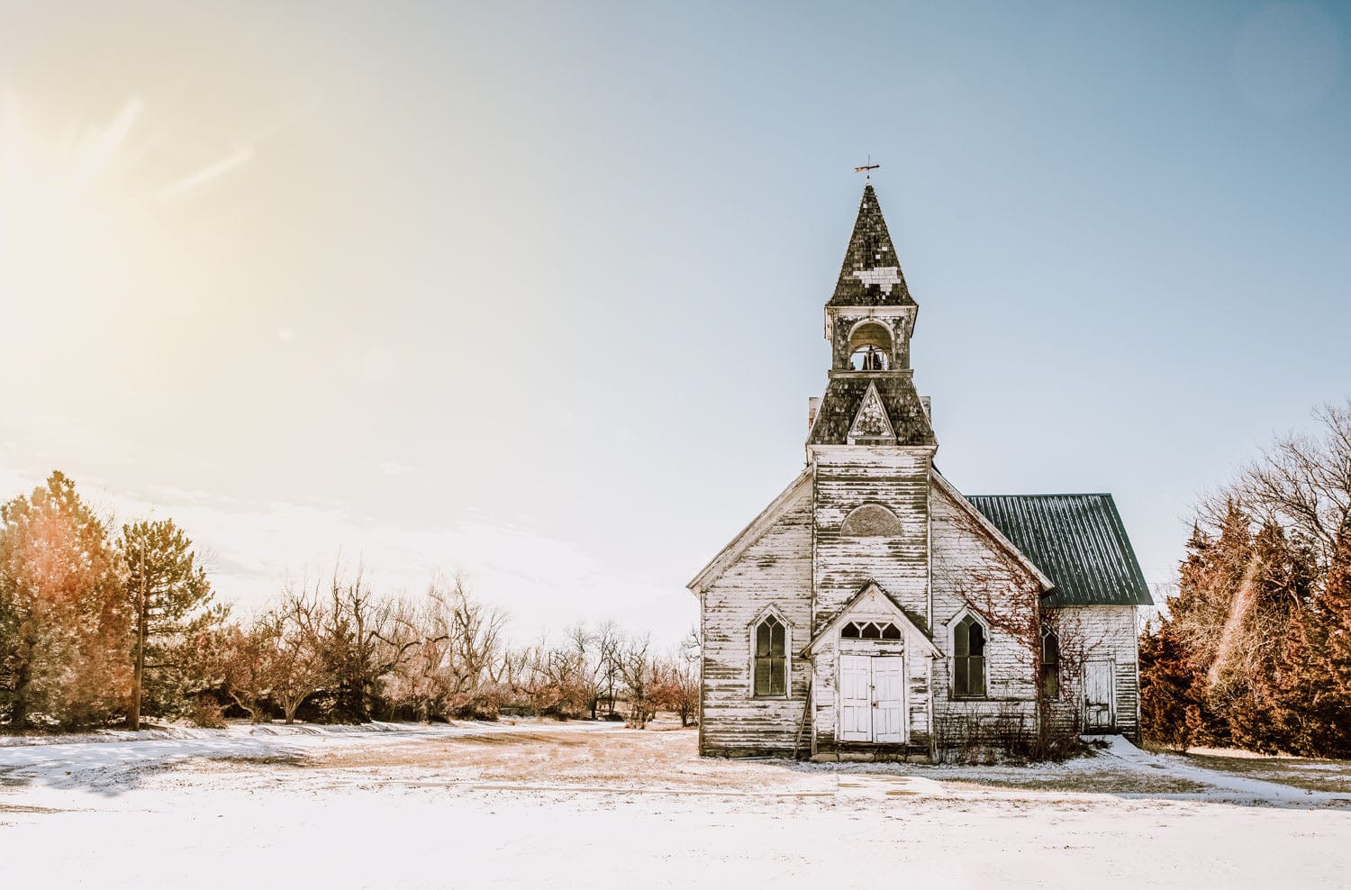 Old White Church Canvas Print Paper Photo Print / 12 x 18 Inches Wall Art Teri James Photography