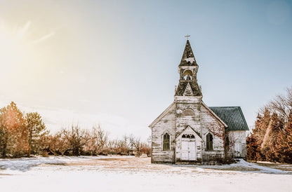 Old White Church Canvas Print Paper Photo Print / 12 x 18 Inches Wall Art Teri James Photography