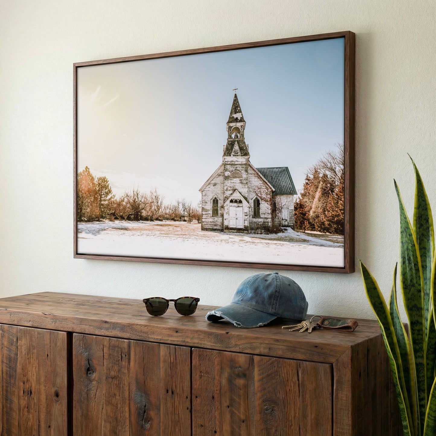 Old White Church Canvas - Vintage Church Canvas Wall Art Wall Art Teri James Photography