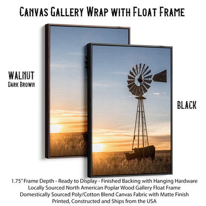 Old Windmill and Black Angus Cattle Canvas-Black Frame / 12 x 18 Inches Wall Art Teri James Photography