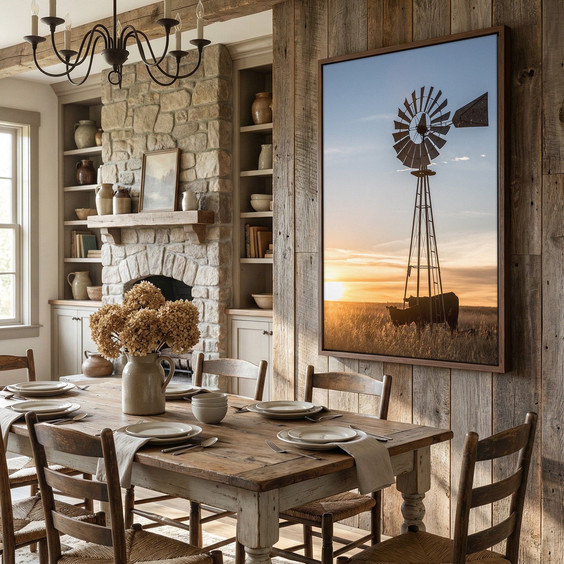 Old Windmill and Black Angus Cattle Wall Art Teri James Photography