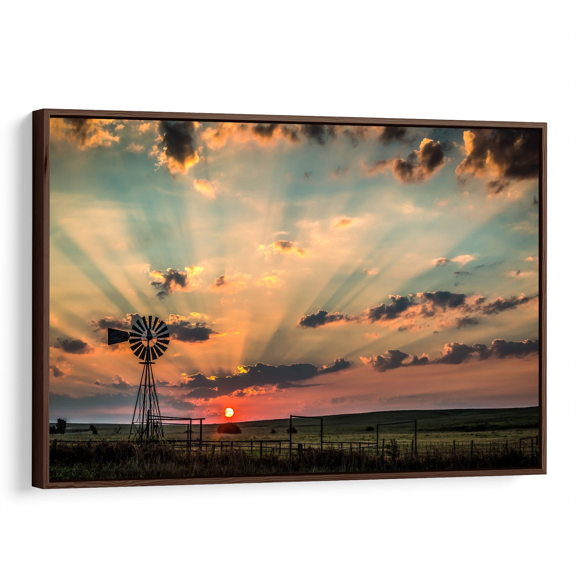 Old Windmill Canvas Art Canvas-Walnut Frame / 12 x 18 Inches Wall Art Teri James Photography