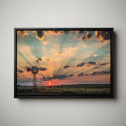 Old Windmill Canvas - Large Farmhouse Canvas Wall Decor