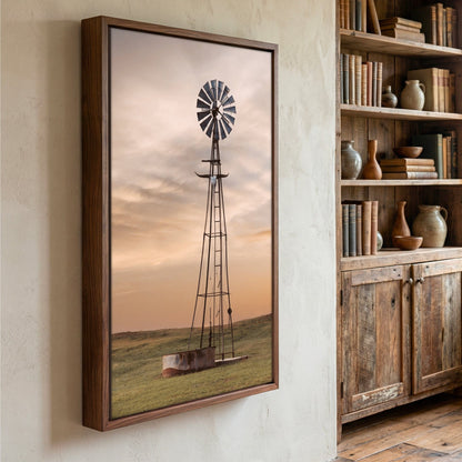 Old Windmill Decor - Rustic Wall Art with Longhorn Skull