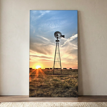 Old Windmill Vertical Canvas - Tall Narrow Rustic Wall Art Canvas-Unframed / 10 x 20 Inches Wall Art Teri James Photography