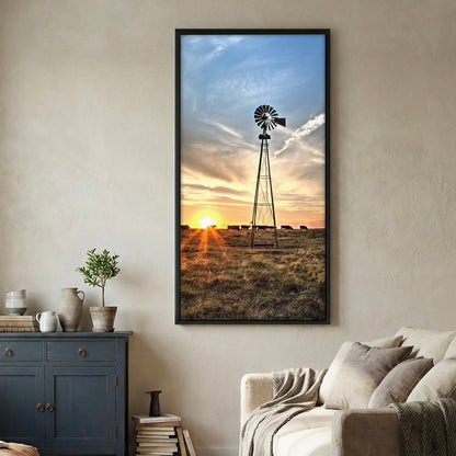 Old Windmill Vertical Canvas - Tall Narrow Rustic Wall Art Wall Art Teri James Photography