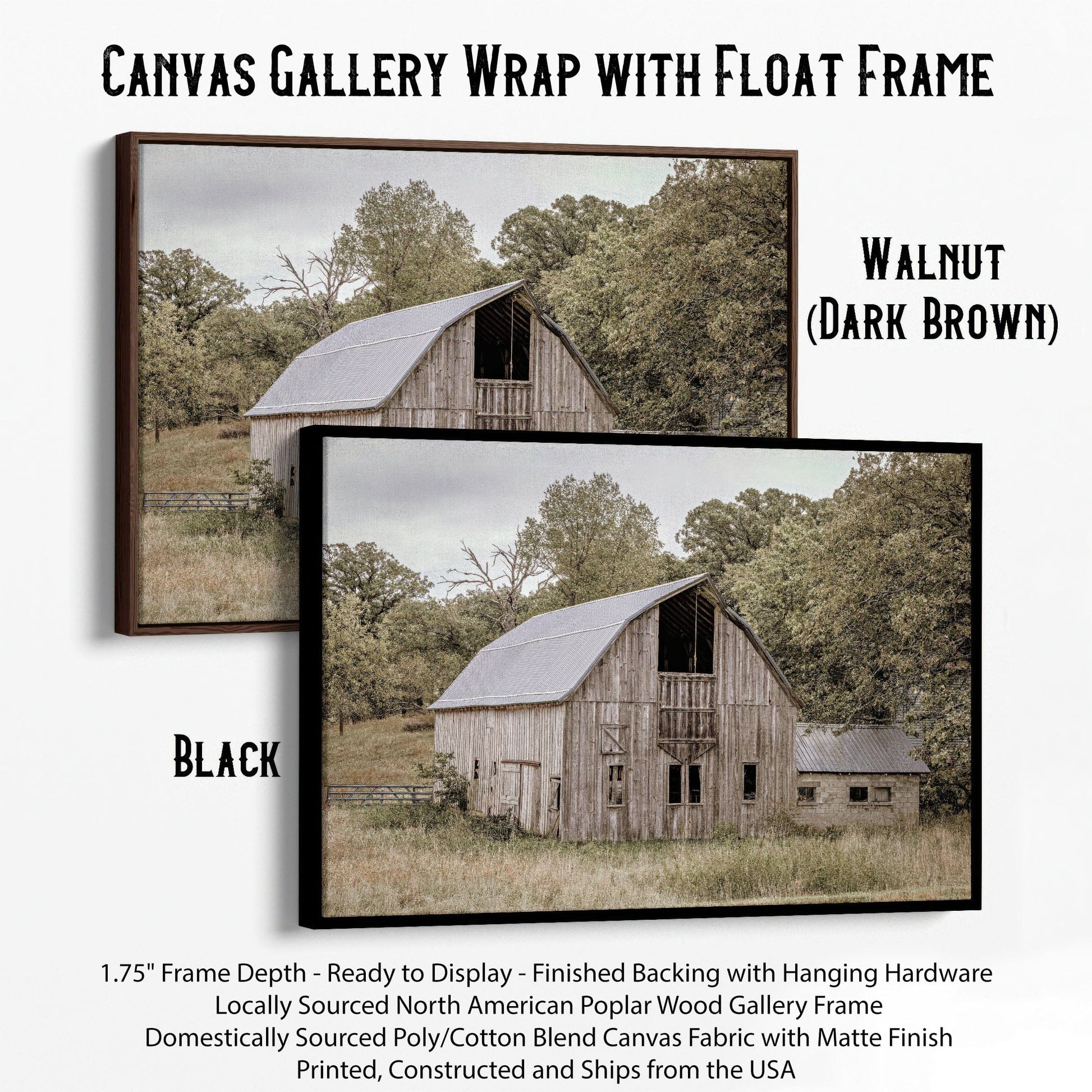 Old Wooden Barn Canvas Print Canvas-Black Frame / 12 x 18 Inches Wall Art Teri James Photography